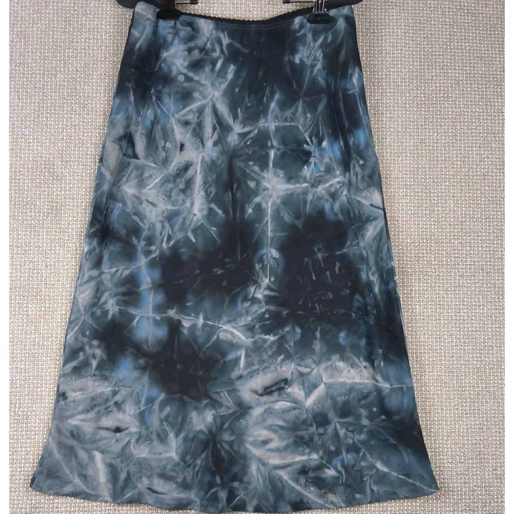 Vtg 90s Wanted Clothing Co Tie Dye Ice Bleach Midi Slip Skirt Size L Made in USA
